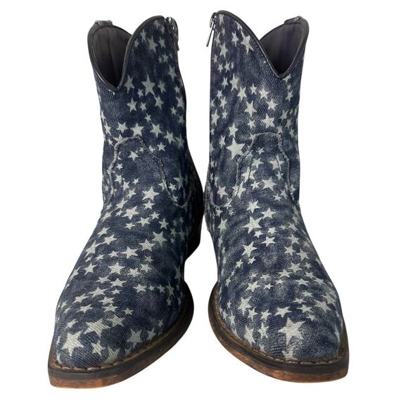 Star-Patterned Blue Ankle Boots - Picture 15 of 15